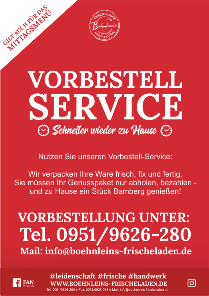 Konrad Böhnlein GmbH|Unser Vorbestell-Service in Böhnleins Frischeladen