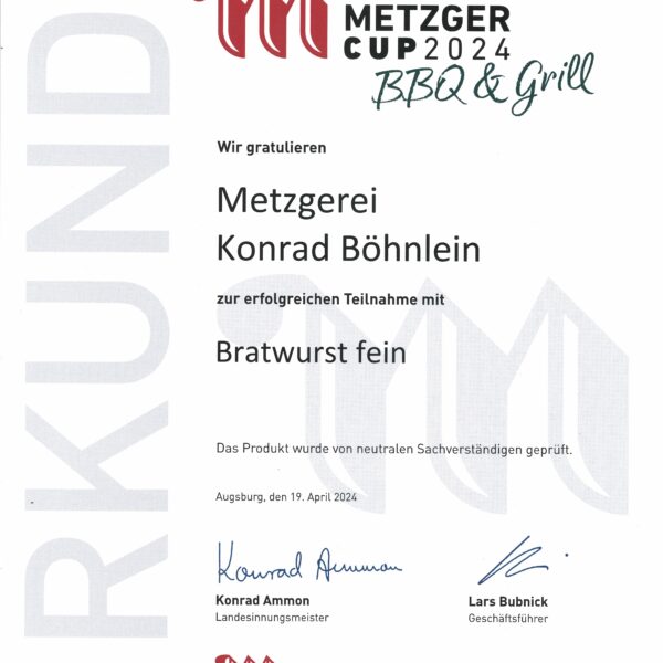 Konrad Böhnlein GmbH|Da ist das Ding! Metzger-Cup 2024!