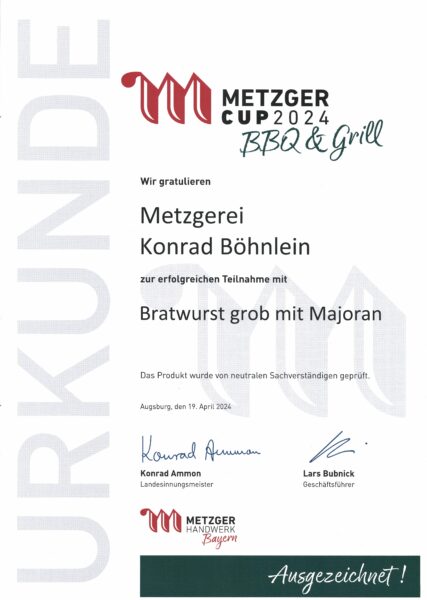 Konrad Böhnlein GmbH | Urkunde_BW_Majoran
