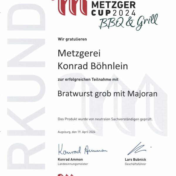 Konrad Böhnlein GmbH|Da ist das Ding! Metzger-Cup 2024!